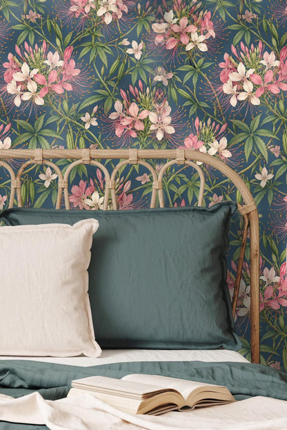 Cleome Blush Floral Wallpaper