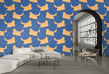 Texture-free graphic mockup of the repeat showing even spacing and rhythm of motifs across the wall
