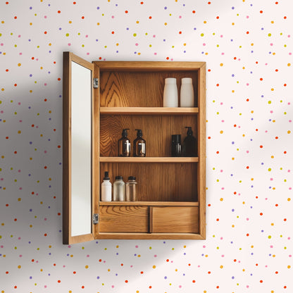 Close perspective of the pattern that reveals the hand-drawn irregularity and soft spacing of the dots.