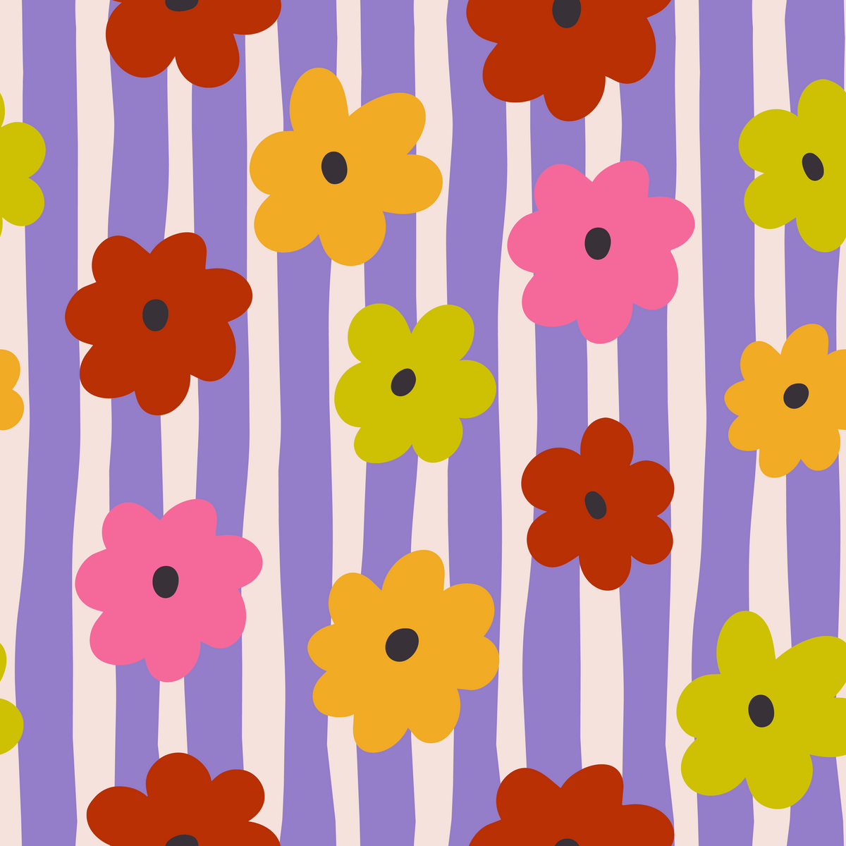 Styled shot of a ladder with a blanket leaning against a Posy Parade wall, showing the pattern working in a bedroom or hallway context.