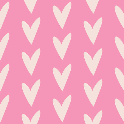 Product detail view highlighting the color contrast between the soft cream hearts and the saturated pink ground.